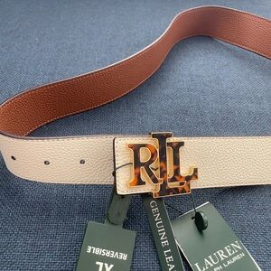 Ralph Lauren Women’s Brown & Cream Leather Belt (REVERSIBLE)